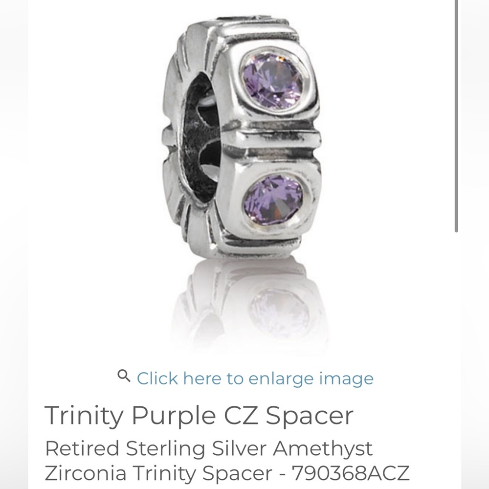 Pandora Charm Sterling Silver Amethyst Zirconia Trinity Spacer 💜🪻